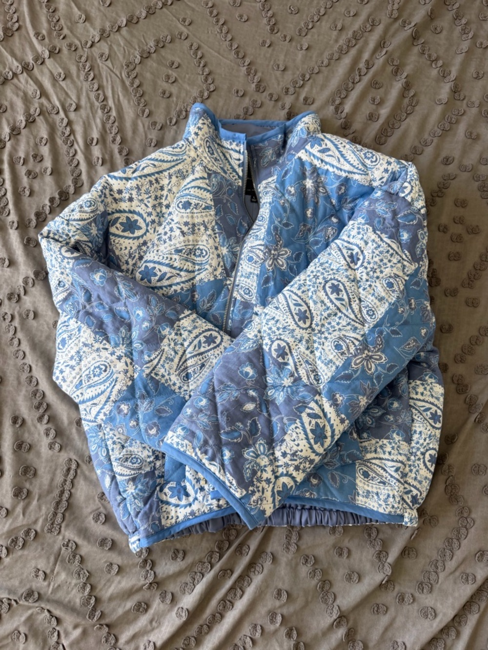 7 For All Mankind Light Blue Quilted Jacket